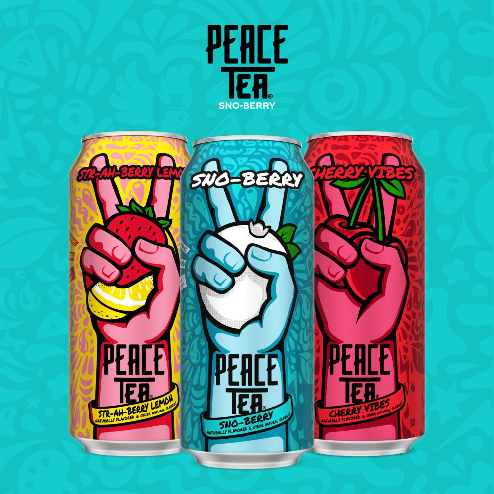 slide 2 of 6, Peace Tea Sno-Berry, Iced Tea with Natural Berry Flavors, 16 fl oz Can, 16 fl oz