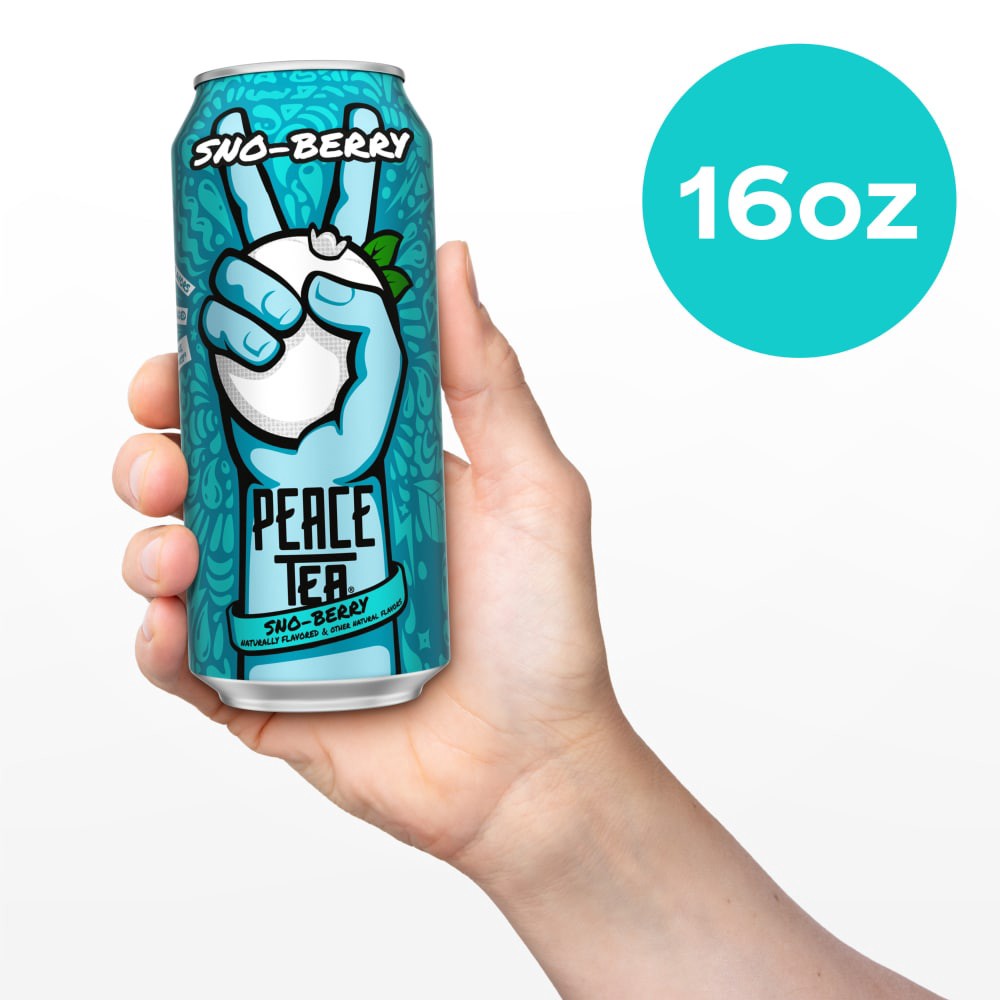 slide 4 of 6, Peace Tea Sno-Berry, Iced Tea with Natural Berry Flavors, 16 fl oz Can, 16 fl oz
