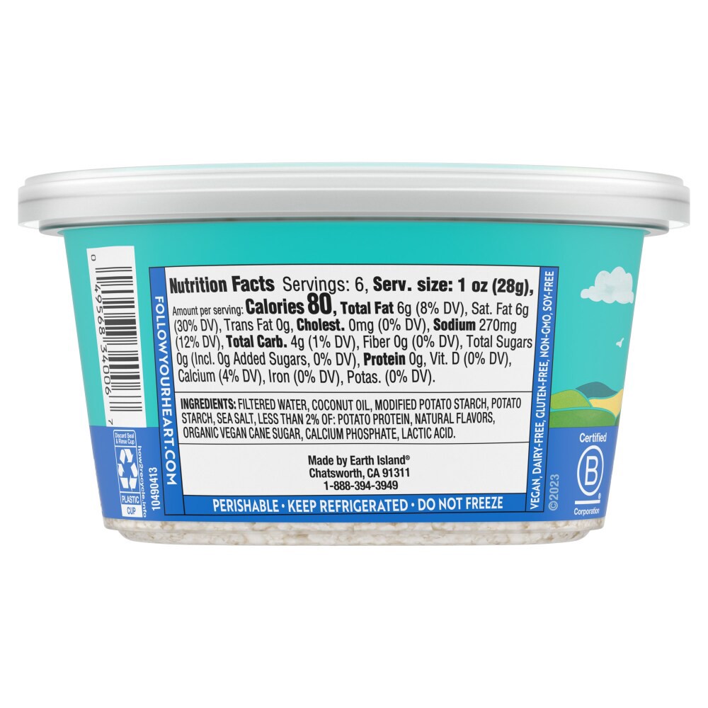 slide 2 of 6, Follow Your Heart Dairy Free Vegan Feta Style Crumbles Cheese, 6 OZ Tub, 6 oz