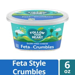 Follow Your Heart Dairy Free Cheese, Feta Cheese Crumbles, Non-GMO, Gluten Free, Lactose Free, A Vegan, Plant Based Cheese that’s Great on Sandwiches or Beautifully Melty for Nachos, 6 OZ Tub