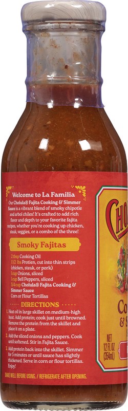 slide 5 of 5, Cholula Fajita Cooking & Simmer Sauce 12 Ounces, 12 oz
