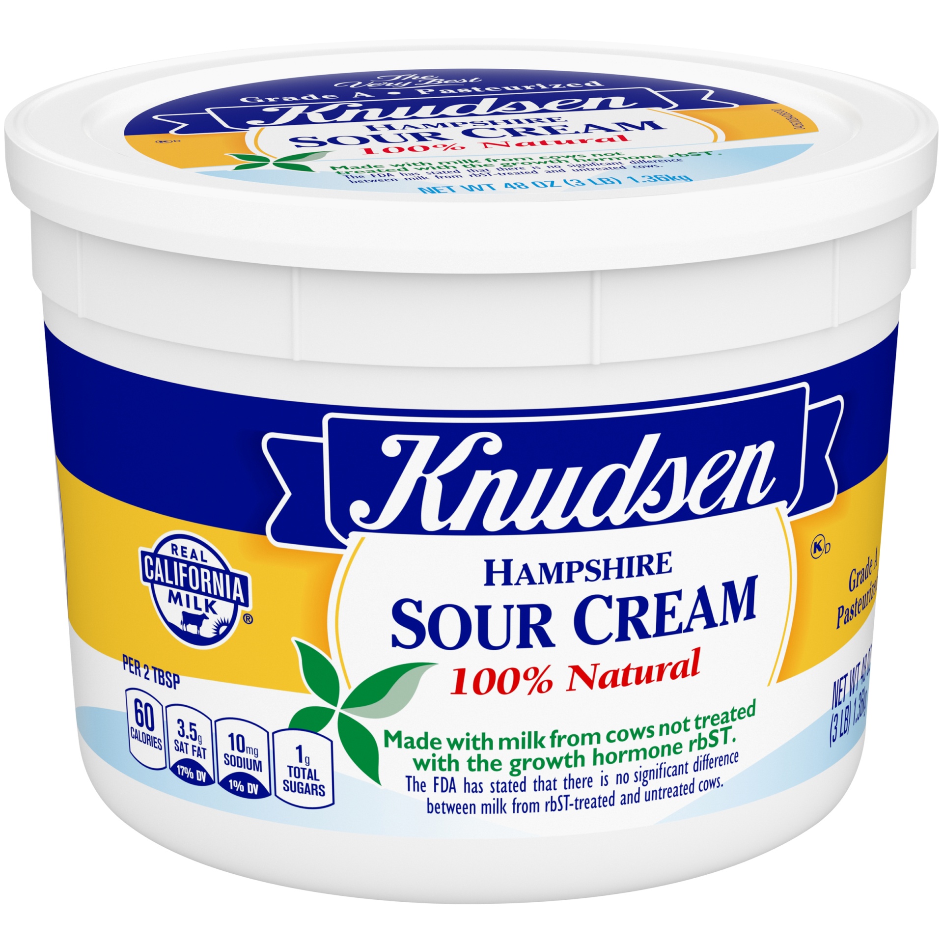 slide 3 of 8, Knudsen Hampshire 100% Natural Sour Cream, 48 oz Tub, 48 oz