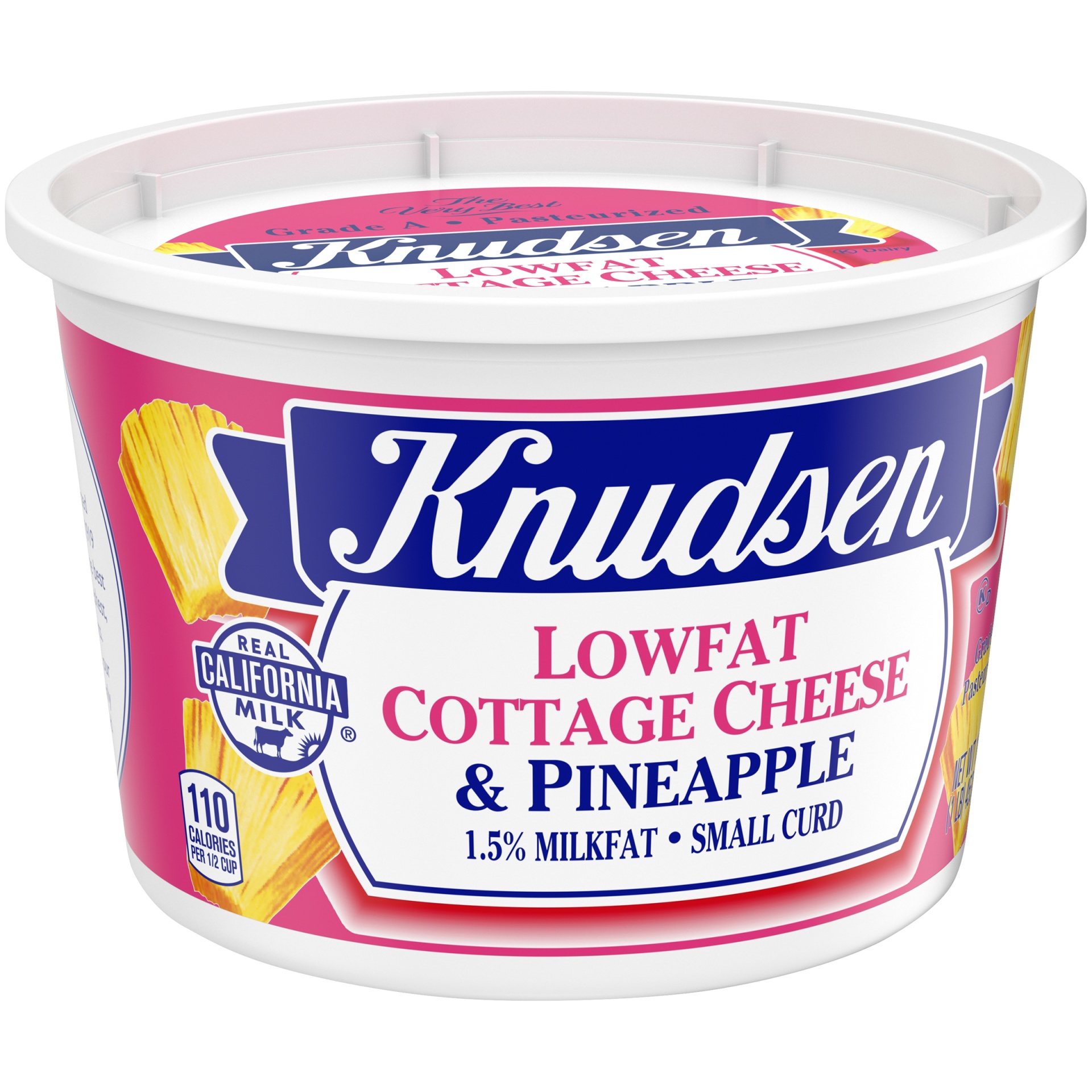 slide 2 of 6, Knudsen Lowfat Small Curd Cottage Cheese & Pineapple with 1.5% Milkfat Tub, 16 oz