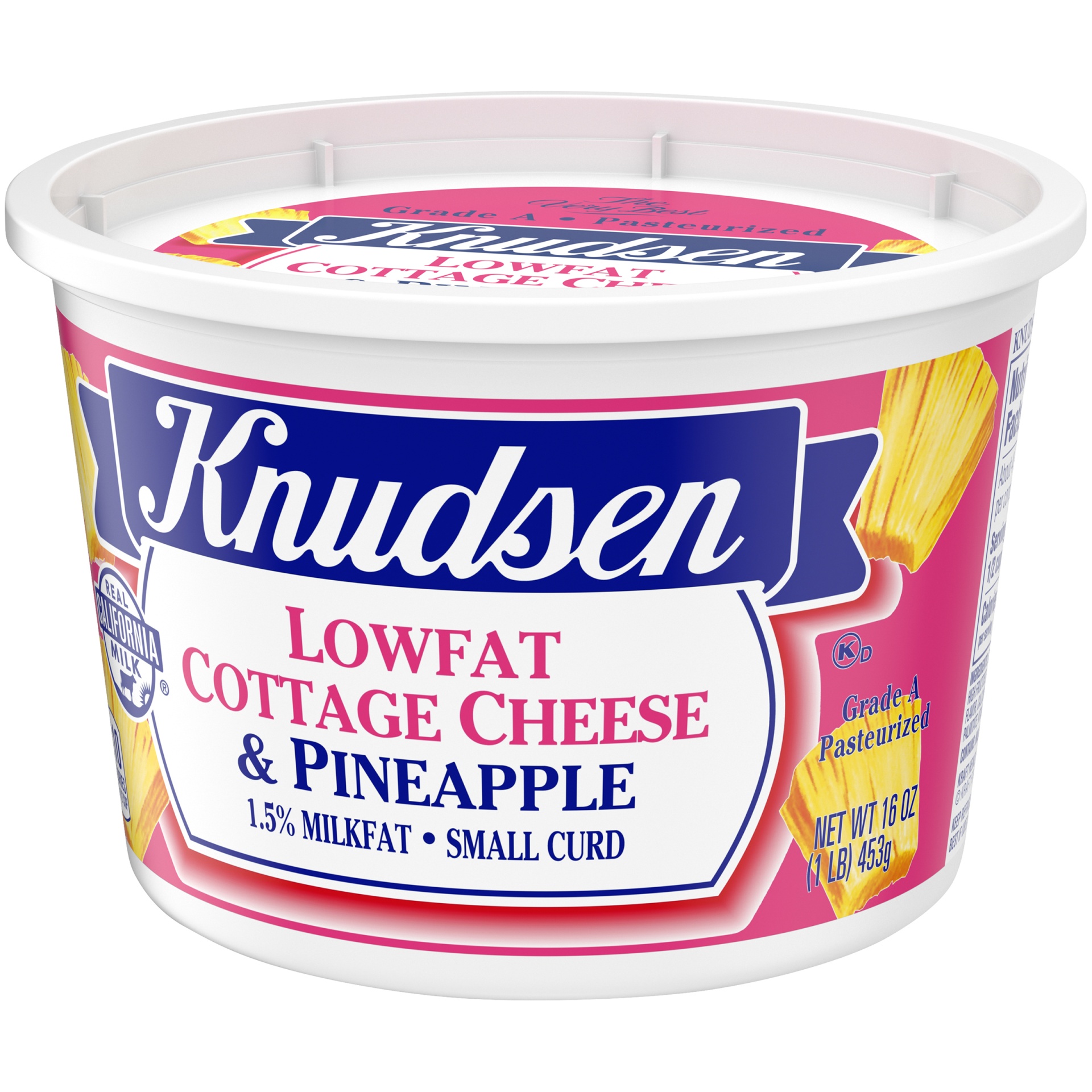 slide 3 of 6, Knudsen Lowfat Small Curd Cottage Cheese & Pineapple with 1.5% Milkfat Tub, 16 oz