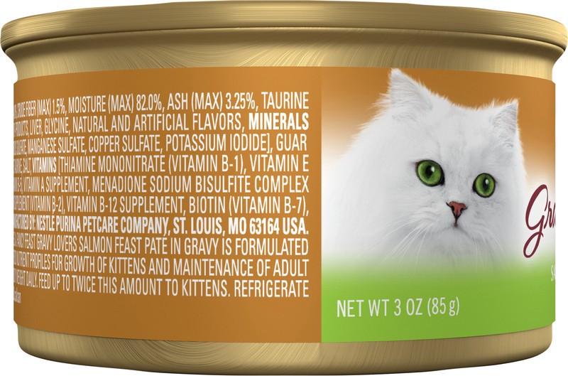 slide 4 of 4, Fancy Feast Cat Food, Gourmet, Salmon Feast In Gravy, Pate, 3 oz