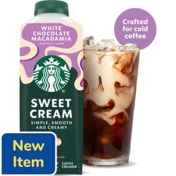 Starbucks White Chocolate Macadamia Flavored Sweet Cream Creamer Perfect for Cold Brew & Iced Coffee, 24 FL OZ
