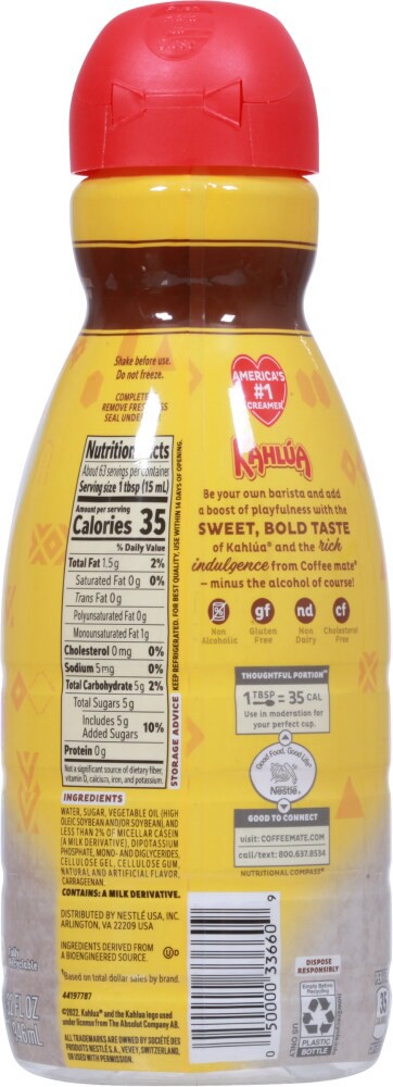 slide 2 of 6, Coffee mate Kahlua and Creme Non-Alcoholic Liquid Coffee Creamer, 32 Fl Oz, 32 oz