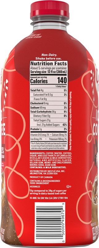 slide 2 of 5, Coffee-Mate Coffee Mate Peppermint Mocha Flavored Iced Coffee, Non-Dairy Cold Coffee, Ready to Drink, 50 fl oz, 50 oz