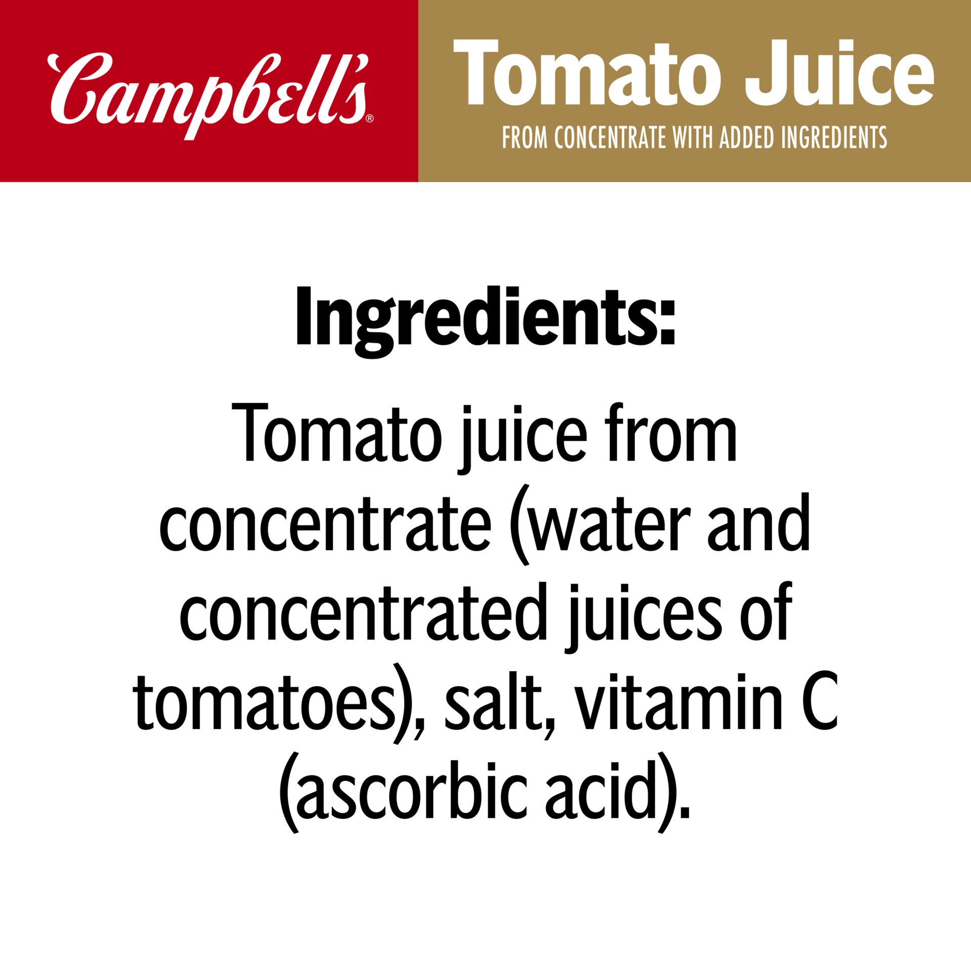 slide 5 of 5, Campbell's 100% Tomato Juice, 5.5 fl oz Can (6 Pack), 33.000 fl oz