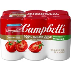 Campbell's 100% Tomato Juice, 5.5 fl oz Can (6 Pack)
