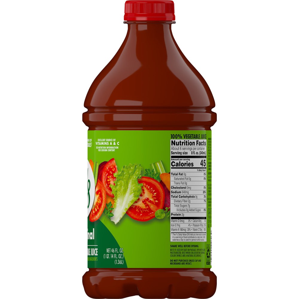 slide 6 of 6, V8 Original 100% Vegetable Juice, 46 fl oz Bottle, 46.000 fl oz