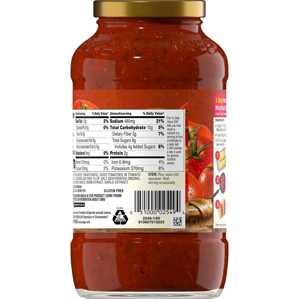 slide 3 of 5, Prego Traditional Pasta Sauce, 24 oz Jar, 24.000 oz