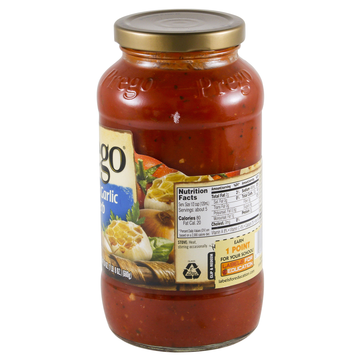 slide 22 of 90, Prego Roasted Garlic & Herb Italian Sauce, 24 oz