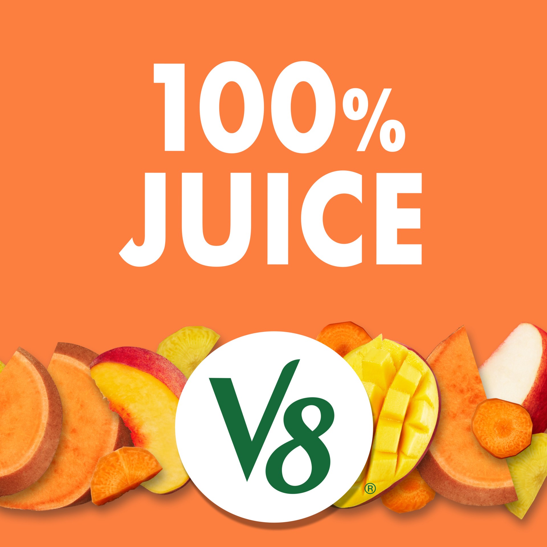 slide 3 of 5, V8 Peach Mango 100% Fruit and Vegetable Juice, 46.000 fl oz