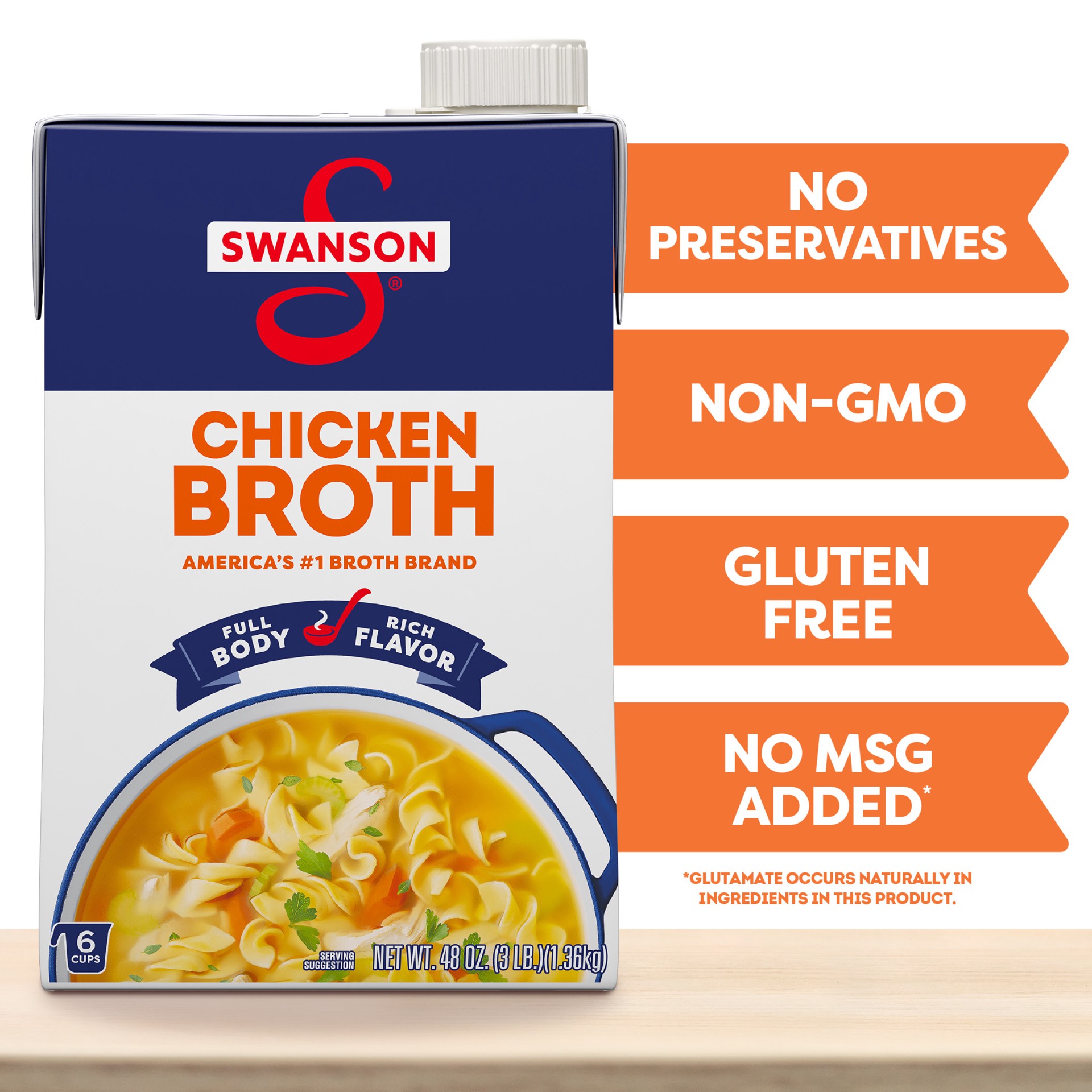 slide 5 of 5, Swanson Chicken Broth, 48 oz Carton, 48.000 oz