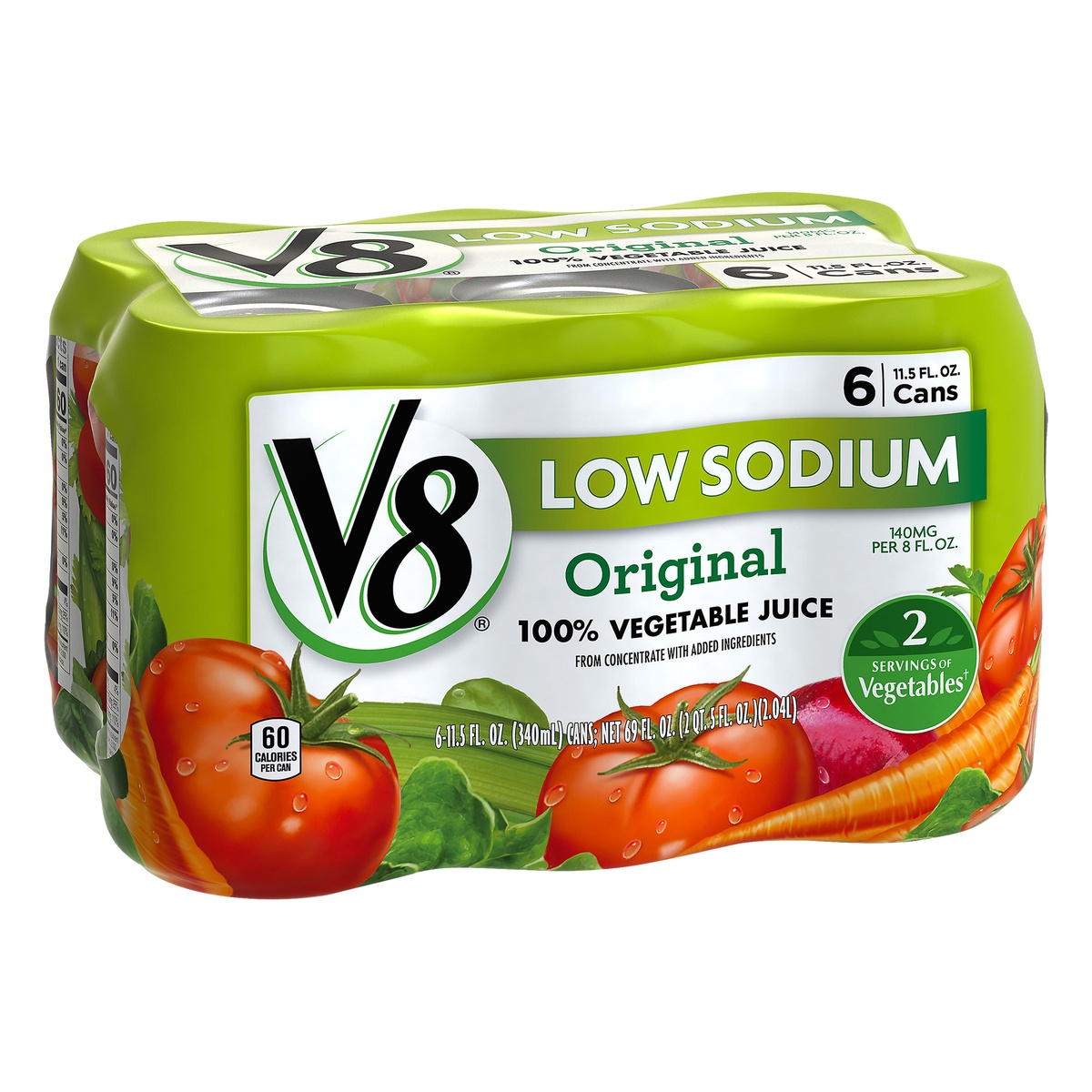 slide 8 of 10, V8 Low Sodium Original 100% Vegetable Juice, 69.000 fl oz