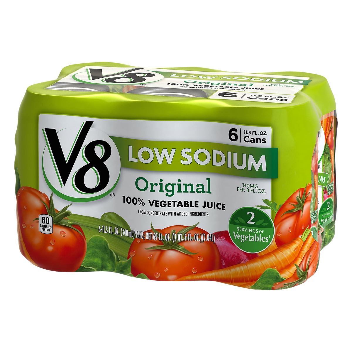 slide 3 of 10, V8 Low Sodium Original 100% Vegetable Juice, 69.000 fl oz