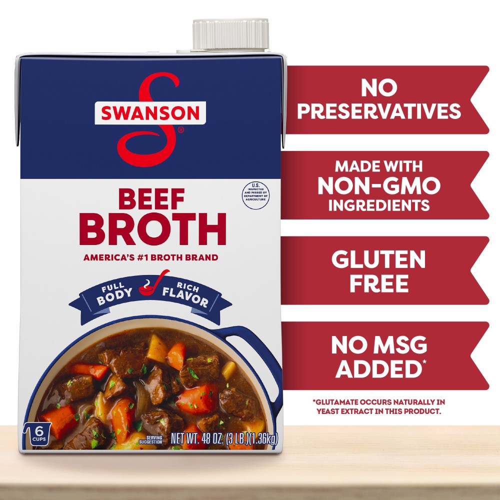 slide 3 of 6, Swanson 100% Natural Beef Broth, 48 oz Carton, 48 oz