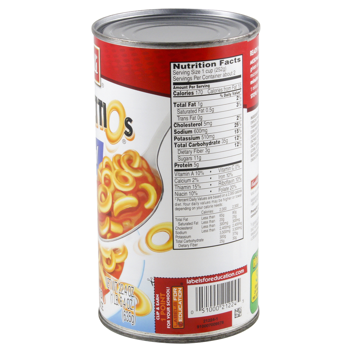 slide 2 of 8, Campbell's SpaghettiOs Original Canned Pasta, 22.4 oz Can, 22.4 oz