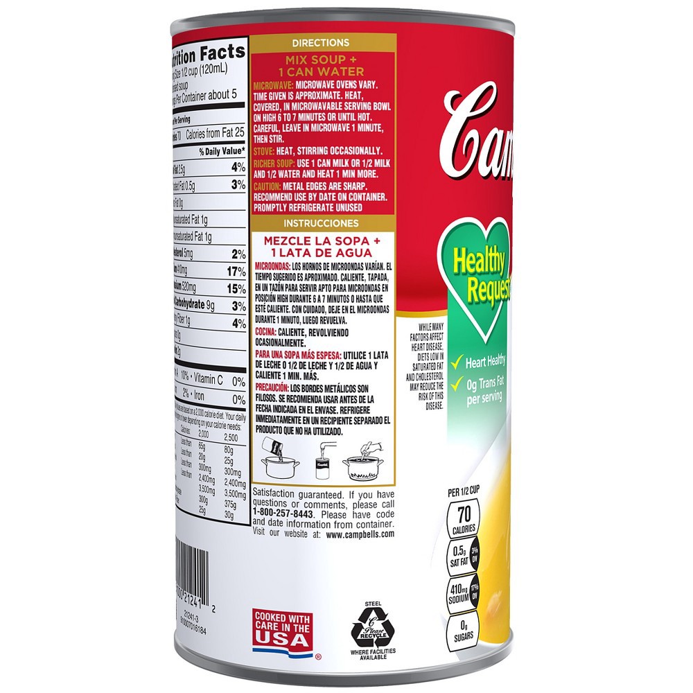 slide 2 of 5, Campbell's Condensed Heart Healthy Cream of Chicken Soup, 22.6 oz Family Size Can, 22.6 oz