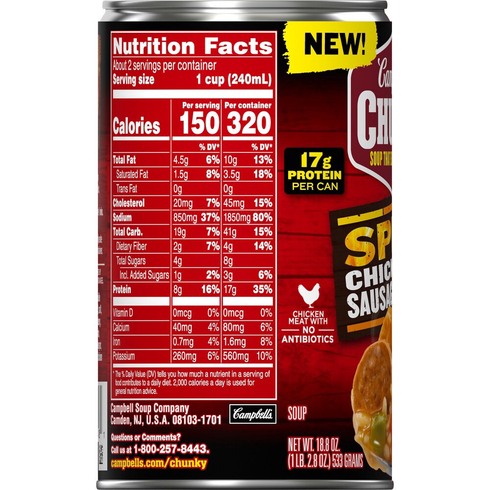 slide 6 of 6, Campbell's Spicy Chicken and Sausage Gumbo, 18.800 oz