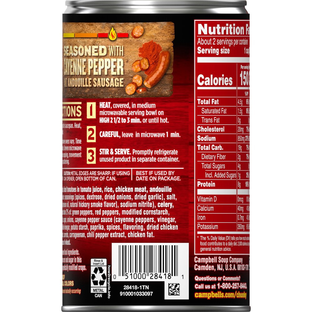 slide 3 of 6, Campbell's Spicy Chicken and Sausage Gumbo, 18.800 oz