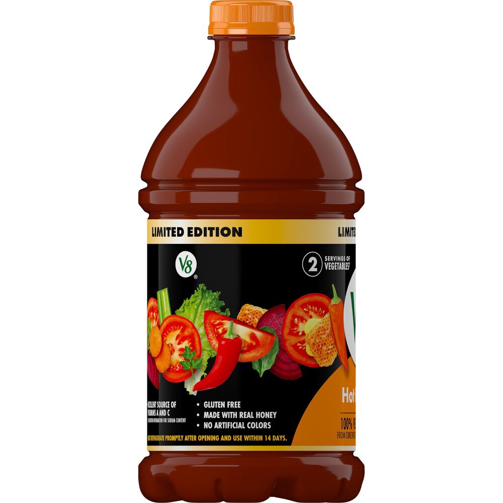 slide 6 of 6, V8, 100% Vegetable Juice, Hot Honey, Medium, 46 oz