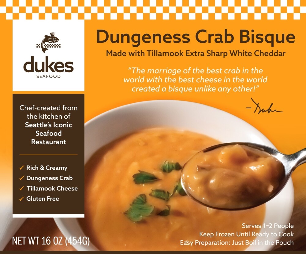 slide 1 of 1, Duke's Seafood Dungeness Crab Bisque, 16 oz