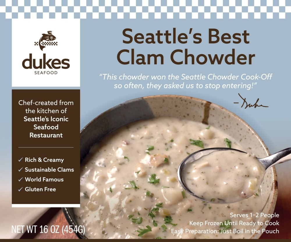 slide 1 of 1, Duke's Seafood Seattle's Best Clam Chowder, 16 oz