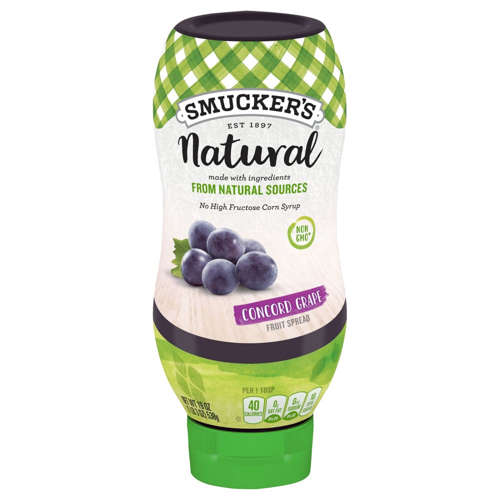 slide 1 of 4, Smucker's Natural Concord Grape Squeeze Fruit Spread, 19 oz, 19 oz