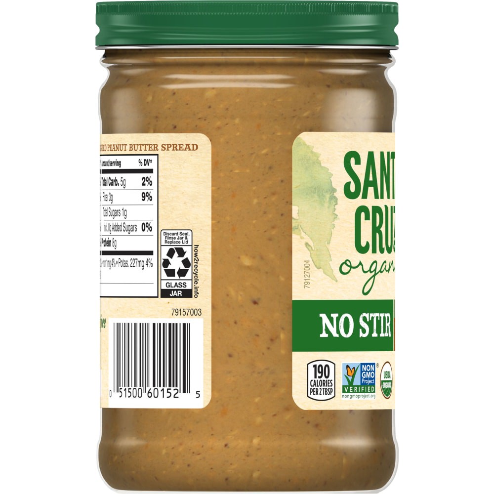 slide 2 of 4, Santa Cruz Organic No Stir Crunchy Dark Roasted Peanut Butter Spread, 16 Ounces, 16 oz
