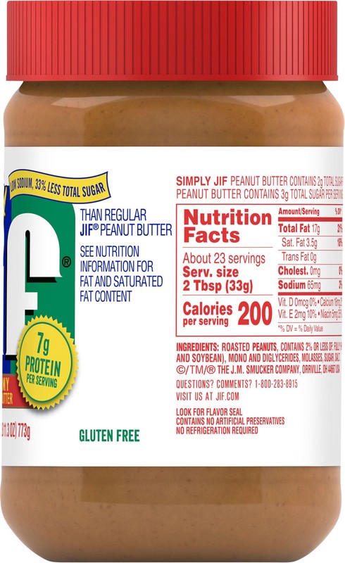 slide 2 of 5, Jif Simply Creamy Peanut Butter 27.3 oz, 27.3 oz