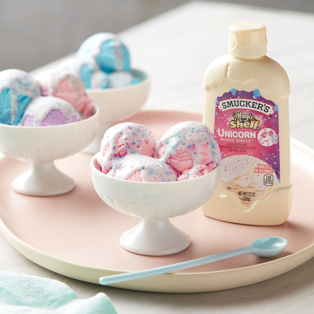 slide 4 of 4, Smucker's Magic Shell Unicorn White Cupcake Flavored Topping, 7.25 Ounces, 7.25 oz