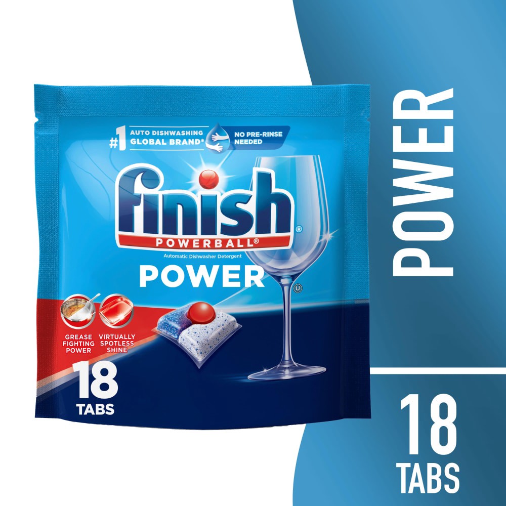 slide 2 of 6, Finish Power Dishwasher Detergent, Dishwashing Tabs , 18 Tabs, 18 ct