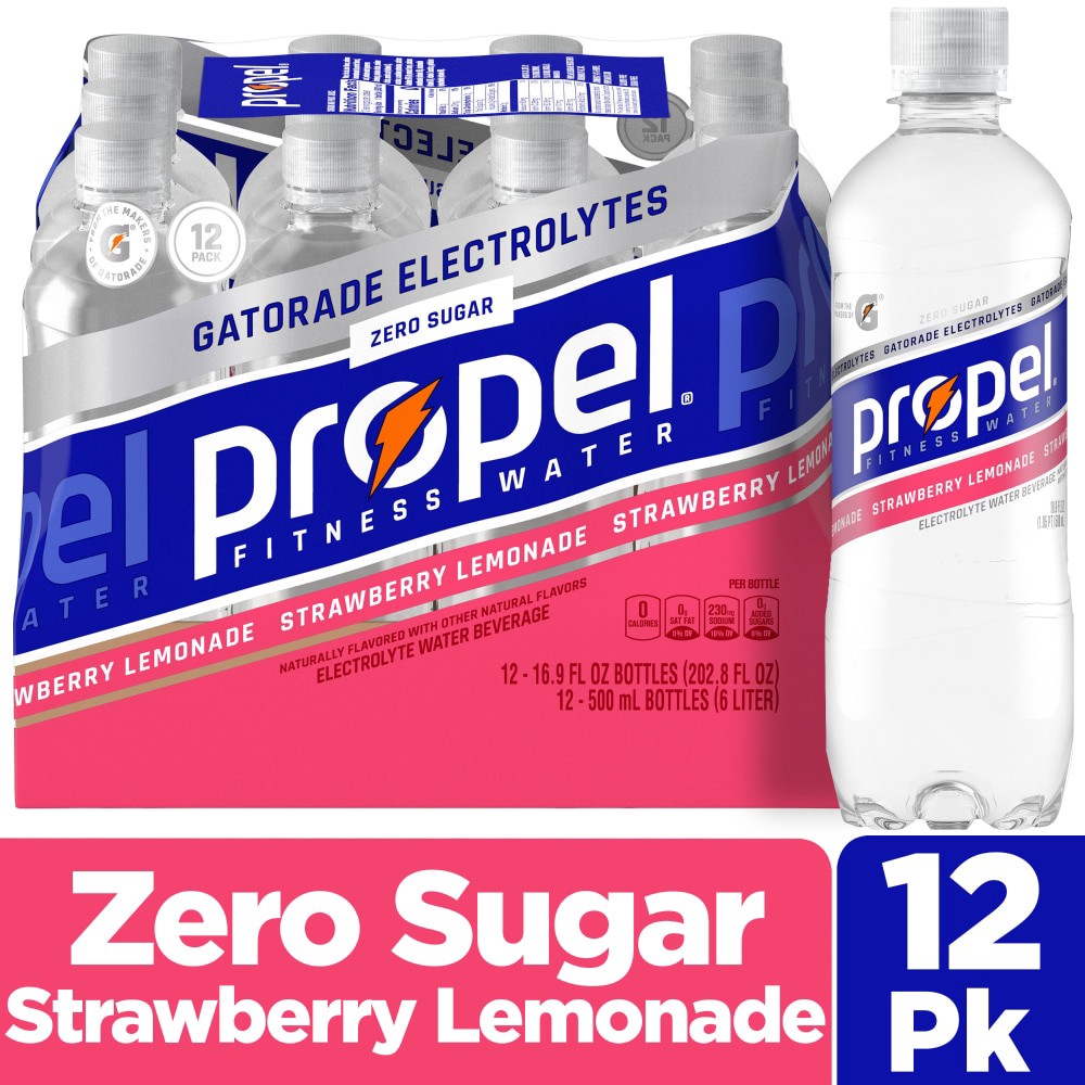 slide 4 of 6, Propel Electrolyte Water Beverage, Zero Sugar, Strawberry Lemonade, 12 Pack, 12 ct; 16.9 fl oz