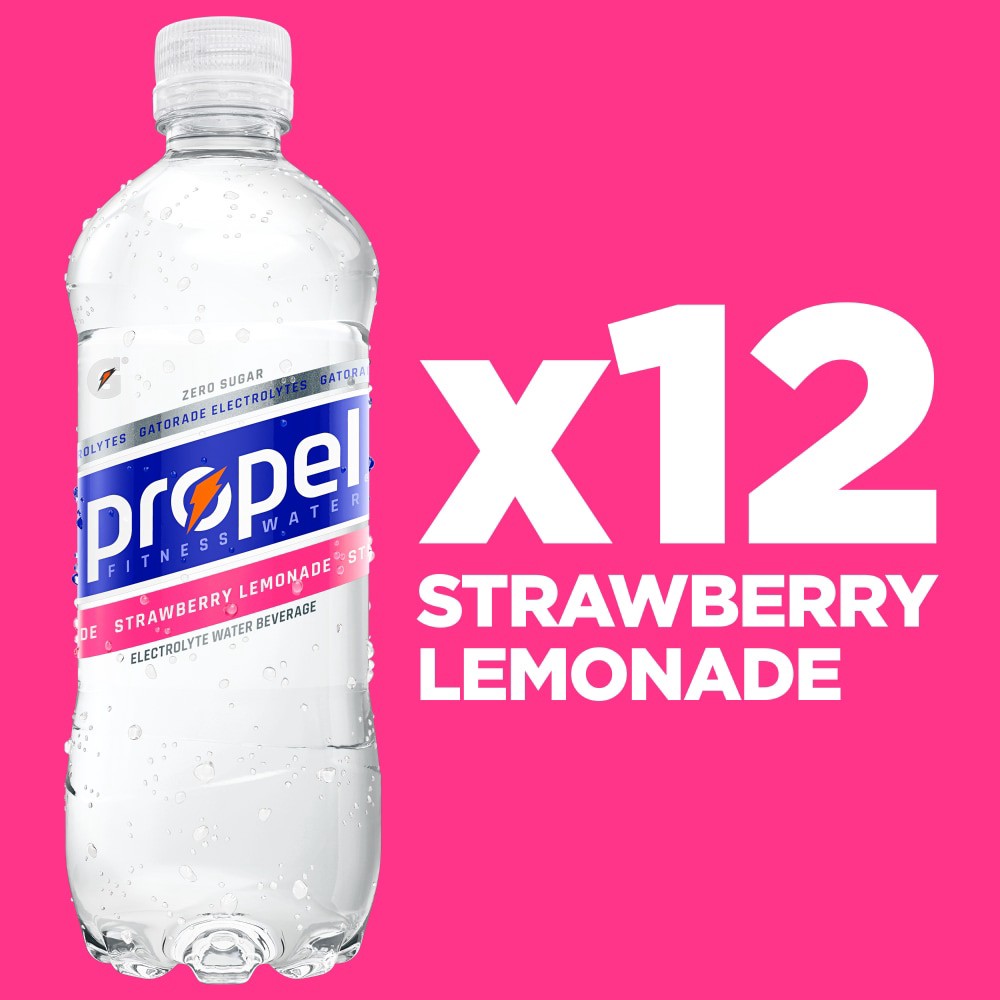 slide 3 of 6, Propel Electrolyte Water Beverage, Zero Sugar, Strawberry Lemonade, 12 Pack, 12 ct; 16.9 fl oz