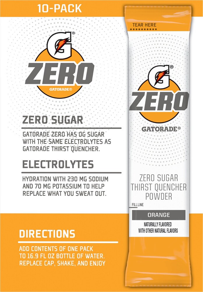 slide 3 of 3, Gatorade Orange Zero Sugar Thirst Quencher Powder, 0.9 oz