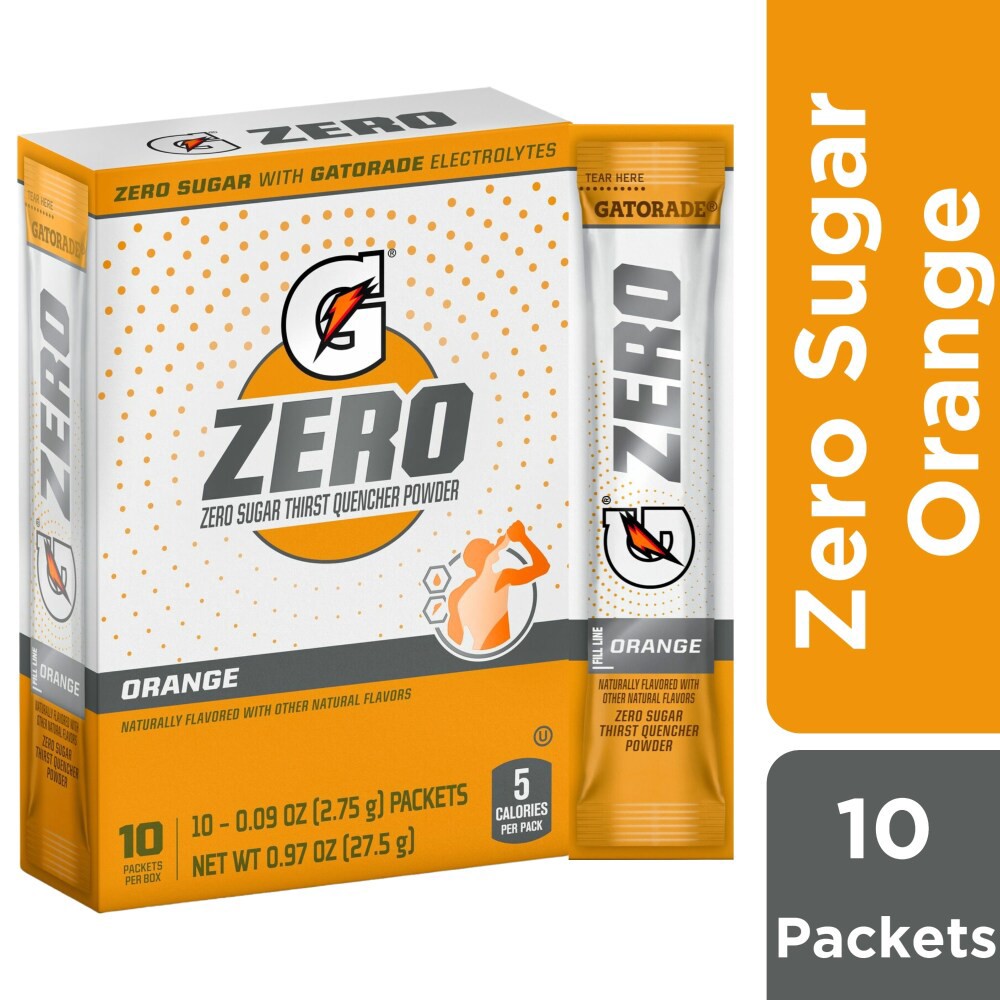 slide 2 of 3, Gatorade Orange Zero Sugar Thirst Quencher Powder, 0.9 oz