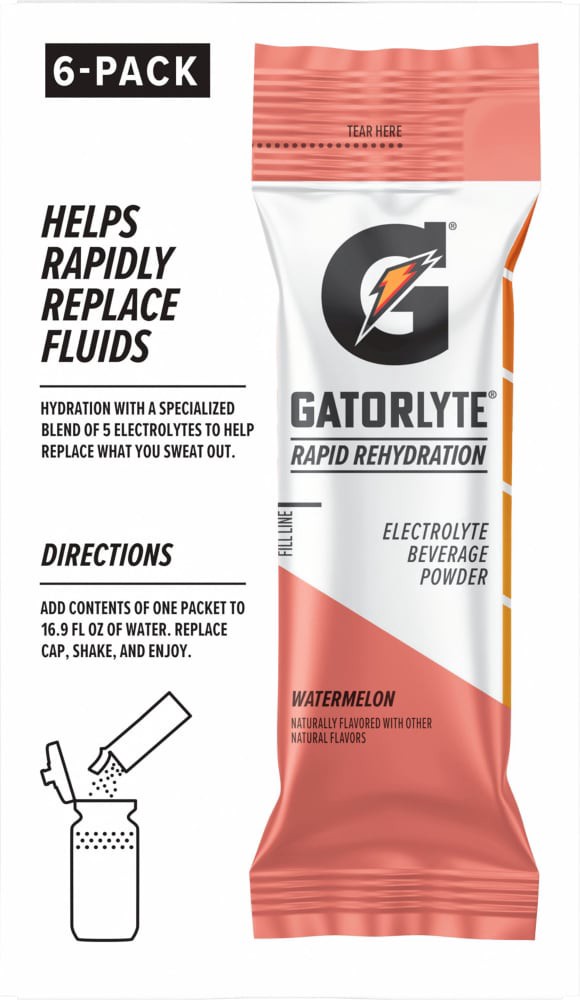 slide 2 of 4, Gatorade Electrolyte Beverage Powder, Watermelon, Rapid Rehydration, 6 Pack, 6 ct; 3.1 oz