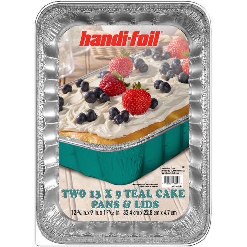 slide 1 of 1, Handi-Foil 13 X 9 Teal Pan W/ Lids, 2 ct