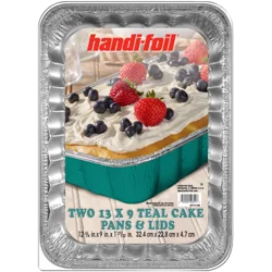 Handi-foil® Teal Cake Pans & Lids 2 pk