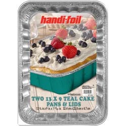 Handi-foil® Teal Cake Pans & Lids 2 pk