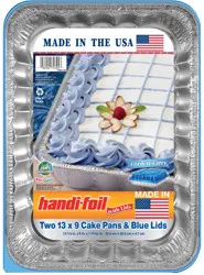 Handi-Foil Cake Pans & Blue Lids 2 Each