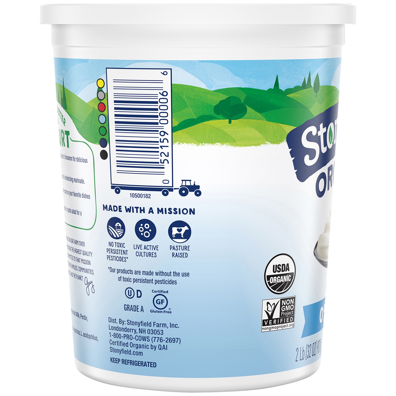 slide 2 of 2, Stonyfield Organic Nonfat Yogurt, Plain, 32 oz., 32 oz