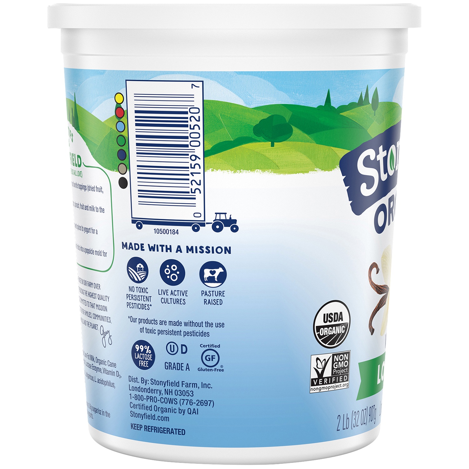 slide 2 of 2, Stonyfield Organic Lowfat Yogurt, Vanilla, 32 oz., 32 oz