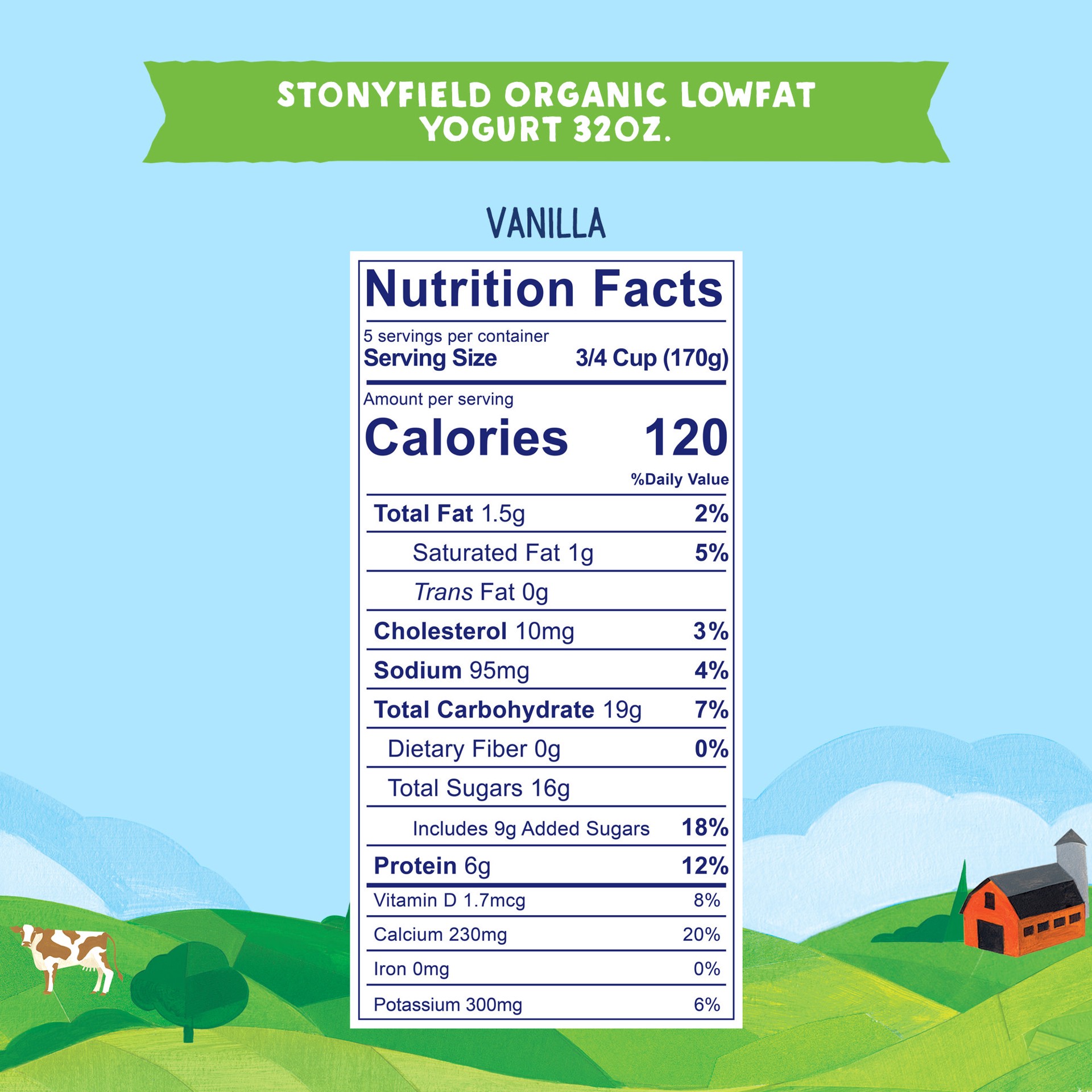 slide 5 of 5, Stonyfield Organic Lowfat Yogurt, Vanilla, 32 oz., 32 oz