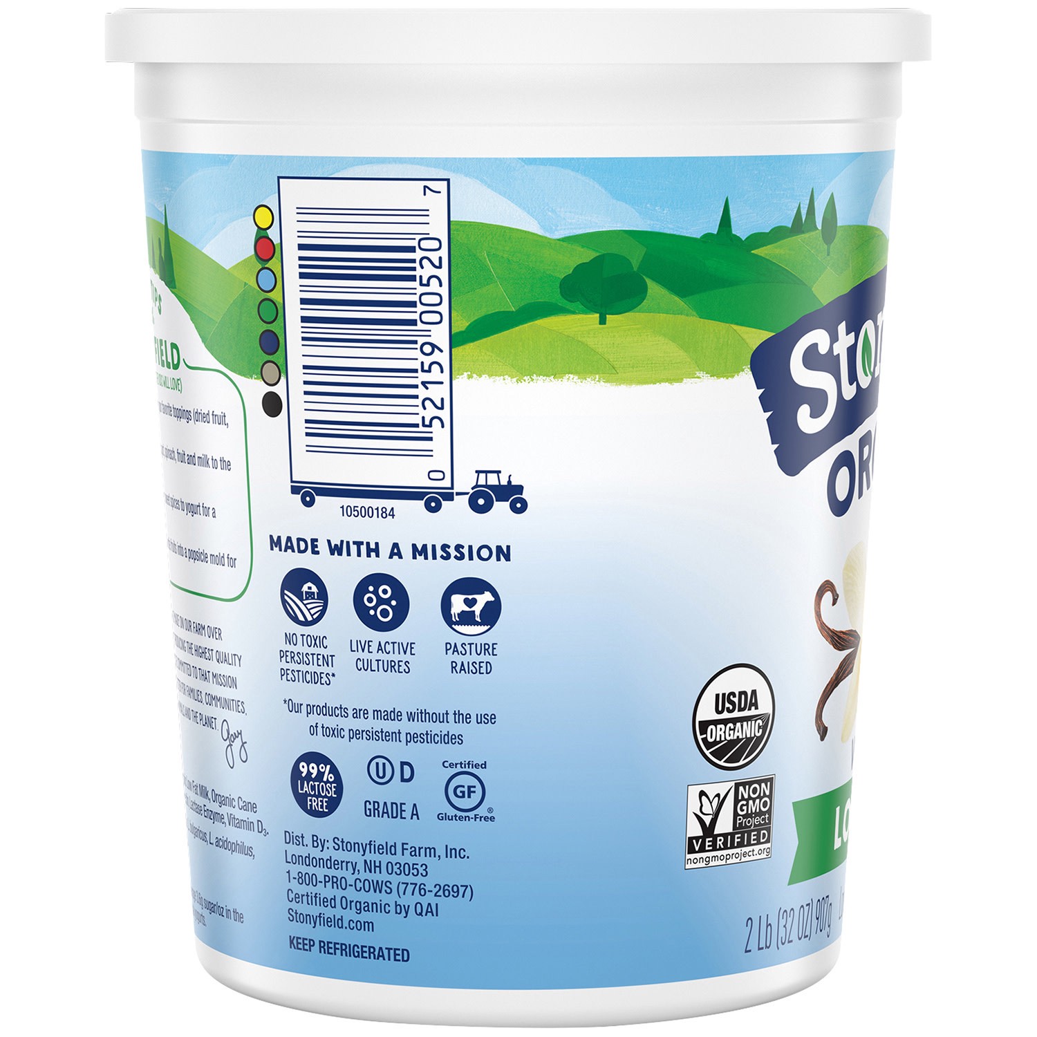 slide 2 of 5, Stonyfield Organic Lowfat Yogurt, Vanilla, 32 oz., 32 oz