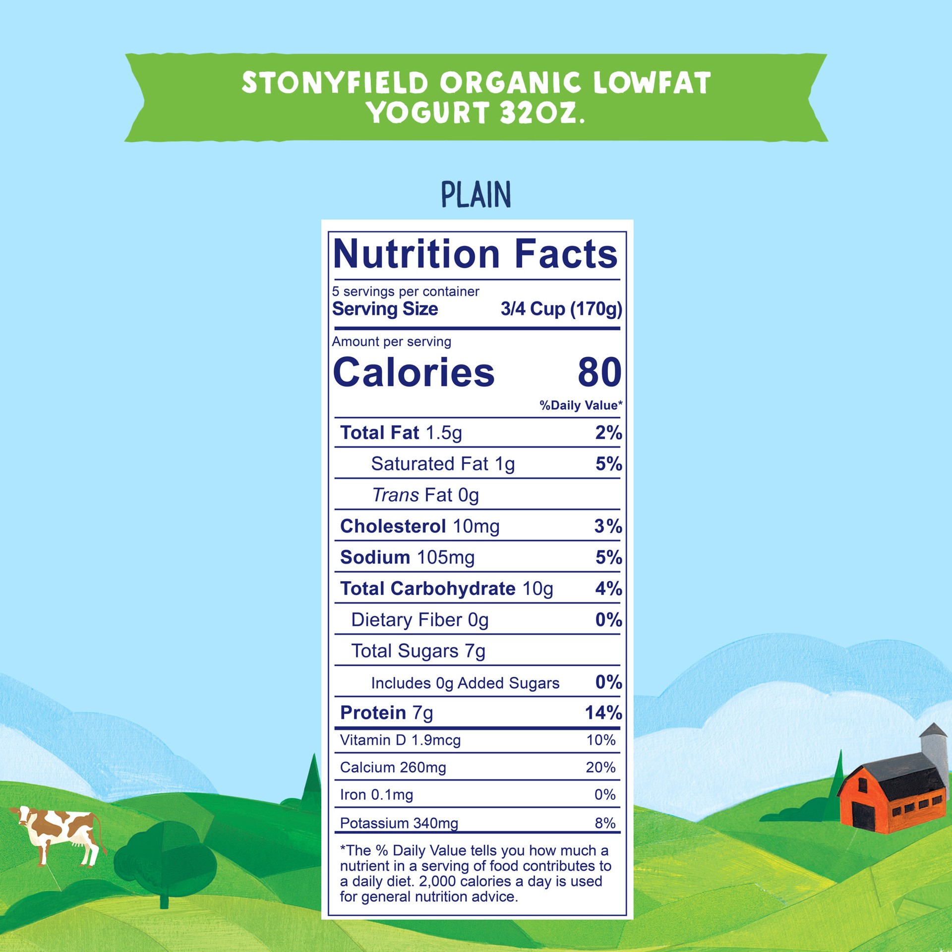 slide 4 of 5, Stonyfield Organic Lowfat Yogurt, Plain, 32 oz., 32 oz