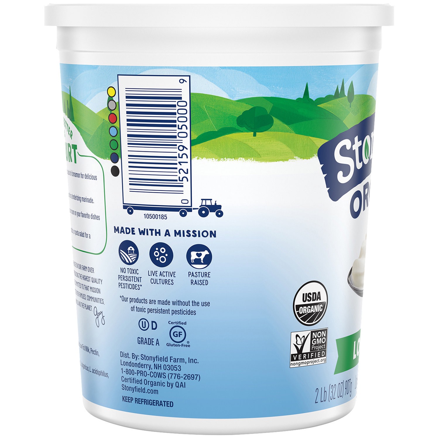 slide 5 of 5, Stonyfield Organic Lowfat Yogurt, Plain, 32 oz., 32 oz