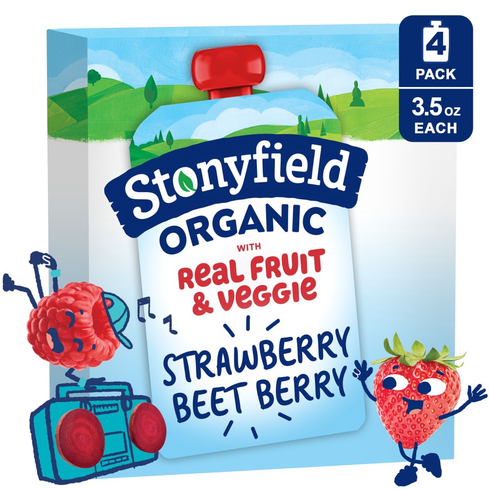 slide 4 of 5, Stonyfield Organic Whole Milk Strawberry Beet Berry Yogurt 4 - 3.5 oz Pouches, 4 ct